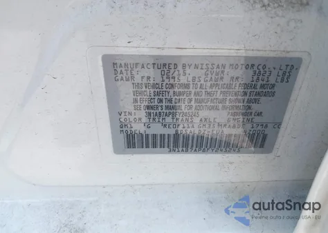 2015 Nissan Sentra Sv z USA, uszkodzony, nr VIN 3N1AB7AP8FY245245